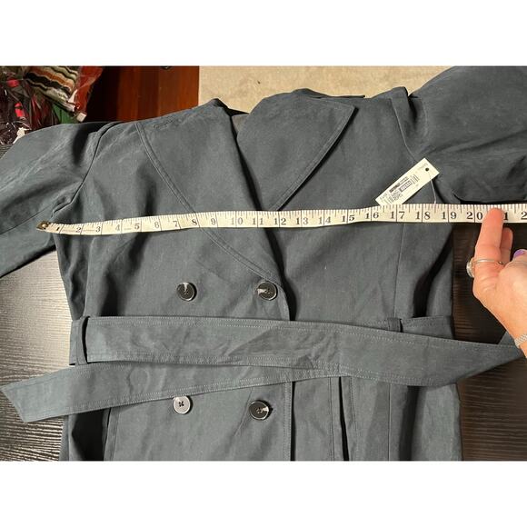 NWT Amazon Essentials Navy Blue Midi Double Breasted Trenchcoat - Picture 9 of 10